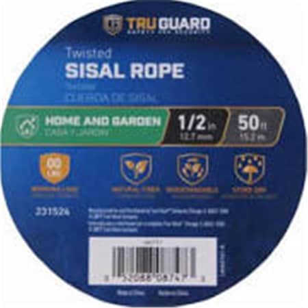 0.5 In. X 50 Ft. Tru Guard Sisal Rope, Natural